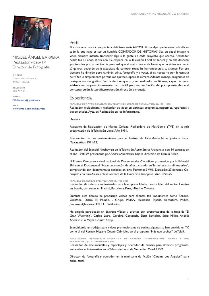 curriculum vitae realizador audiovisual curriculum vitae realizador audiovisual